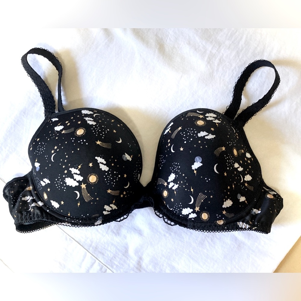 Black Celestial Print Bra